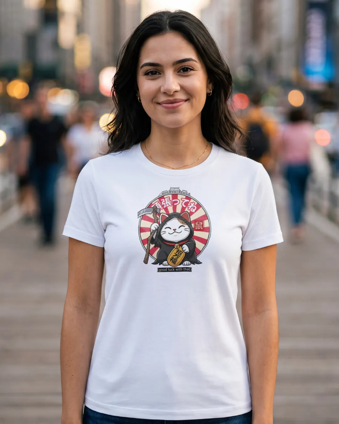 Lucky Cat Death Edition Horror Tee