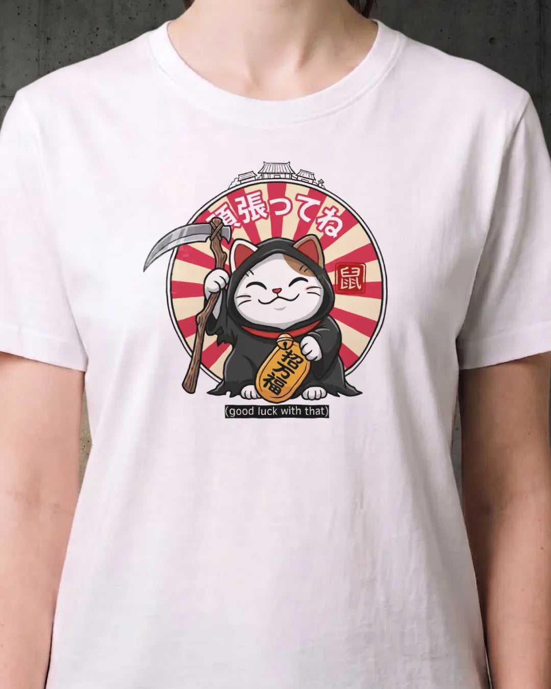 Lucky Cat Death Edition Horror Tee